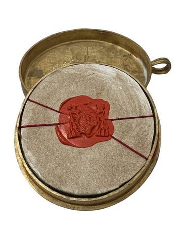 Reliekhouder - Brons, Gouden cartouche, Glas, Textiel - 20e, Antiek en Kunst