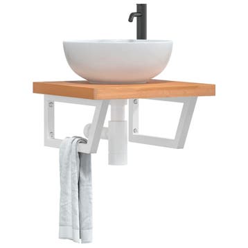 vidaXL Badkamer wandschap staal en massief beukenhout, Verzenden, Nieuw