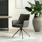 Leren eetkamerstoel Wave - Hermes Antracite (donkergrijs) -, Huis en Inrichting, Stoelen, Bohemian, Eigentijds, Industrieel, Modern, Scandinavisch