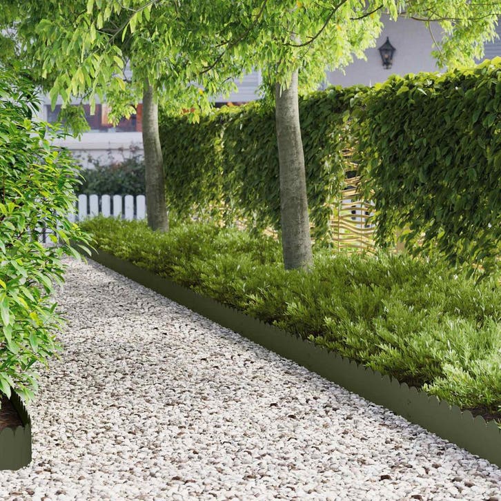 vidaXL Gazonrand 10 st 103 x 20 cm Staal Olijfgroen, Tuin en Terras, Bielzen en Borduren, Nieuw, Verzenden