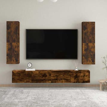 vidaXL Tv-wandmeubel 30,5x30x110 cm gerookt eikenkleurig, Huis en Inrichting, Kasten |Televisiemeubels, Verzenden, Nieuw