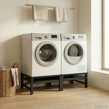 vidaXL Wasmachine voet 2 st Zwart 124,5 x 61,5 x 32,5 cm, Elektronische apparatuur, Verzenden, Nieuw