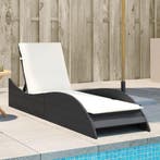 vidaXL Ligbed met kussen 60x205x73 cm poly rattan zwart, Verzenden, Nieuw