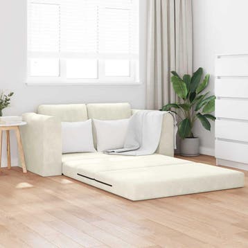 vidaXL Slaapbank / zetel Crème 148 x 71 x 83 cm Fluweel, Huis en Inrichting, Verzenden, Nieuw