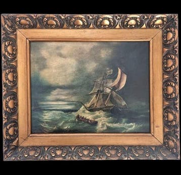 Europese school (XIX) - Moonlight storm ship sailing marine