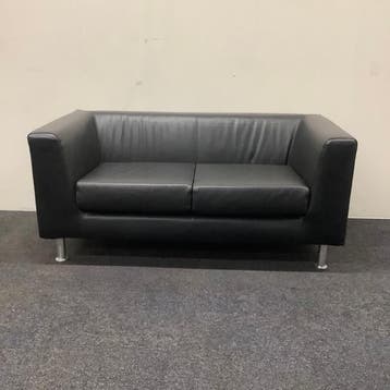 2-zits bank zwart skai leder, (bxd) 145x75 cm, zwart -, Bureau
