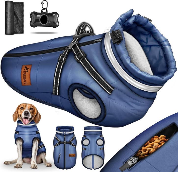Hondenjas - Hondentrui - Winter - L - Blauw - TRESKO® •, Animaux & Accessoires, Vêtements pour chiens, Envoi