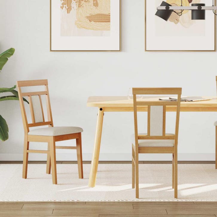 vidaXL Eetkamerstoel 2 st Massief Rubberhout Natuurlijk en, Maison & Meubles, Chaises, Envoi