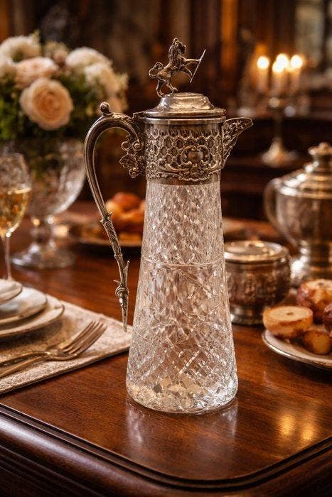 Kan - Verzilverd - Claret Jug, Antiquités & Art, Antiquités | Verre & Cristal