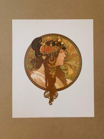 Alphonse Mucha - Brunette - Art Nouveau Artprint - 60 x 50