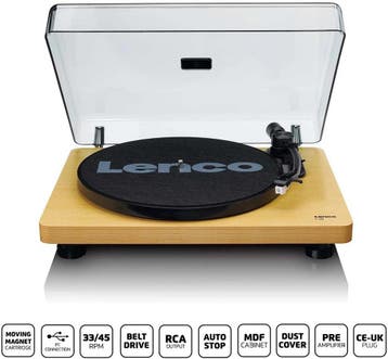 Platenspeler - USB - Auto-stop - Bruin - L-30WD - Lenco, Verzenden, Nieuw