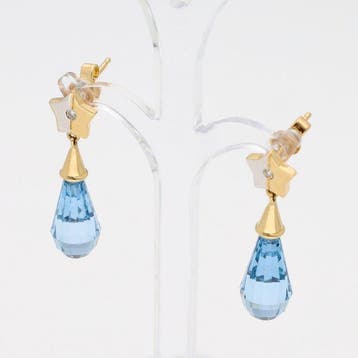Boucles doreilles - 14 carats Or jaune, Or blanc - Diamant