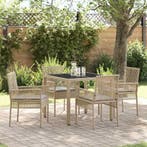 vidaXL Tuin Eettafel Set 5 pcs Beige poly rattan, Verzenden