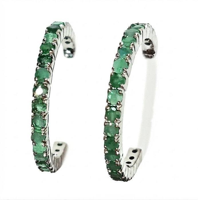 Zonder minimumprijs - Hoepel oorbellen Zilver - 4.80ct. tw., Handtassen en Accessoires, Antieke sieraden