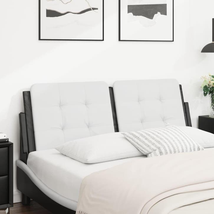 vidaXL Hoofdbordkussen Zadar 140 cm kunstleer wit en zwart, Huis en Inrichting, Slaapkamer | Bedden, Nieuw, Verzenden