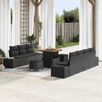 vidaXL Tuinbank Set met kussen met opslag 10 pcs Zwart Poly, Verzenden, Nieuw