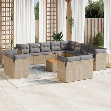 vidaXL 14-delige Loungeset met kussens poly rattan gemengd, Verzenden, Loungeset