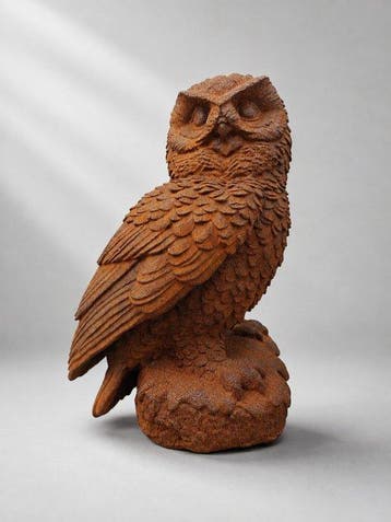 Beeldje - Beautiful cast iron owl statue with fine details -