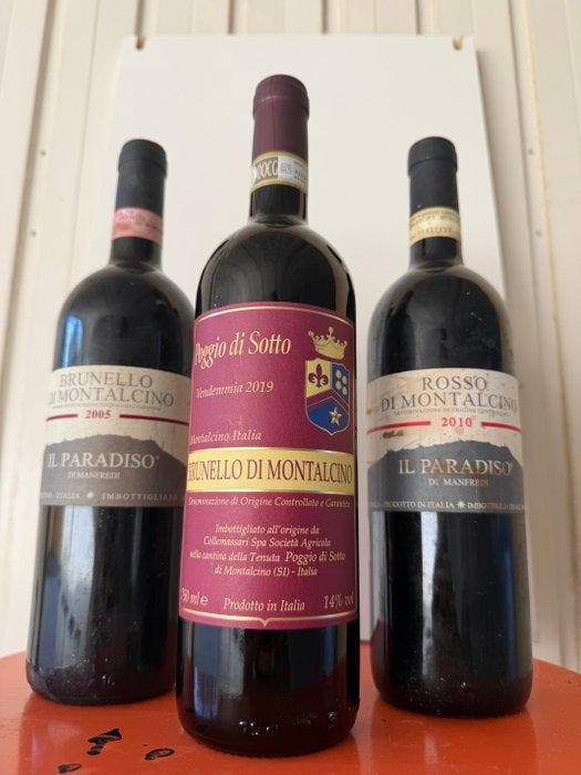 2010 Poggio di Sotto, 2005 Paradiso Manfredi Brunello & 2010, Verzamelen, Wijnen