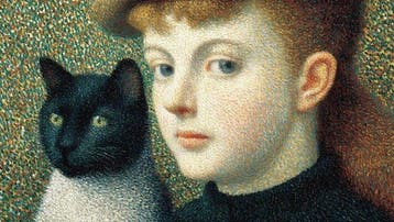 I_KONIQ - Girl with cat (George Seurat oilpaint style)