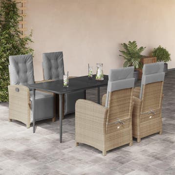 vidaXL 5-delige Tuinset met kussens poly rattan beige, Verzenden, Nieuw, Tuinset