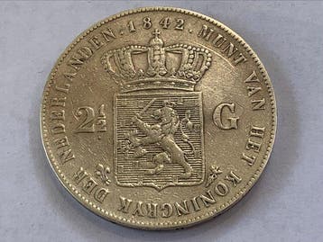 Nederland. Willem II. 2 1/2 Gulden 1842/1849, Lot van 2