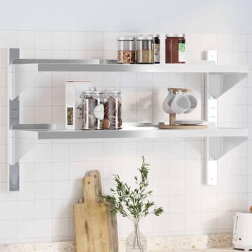 vidaXL Wandschap 2-laags 100x30x60 cm roestvrijstaal, Verzenden, Nieuw