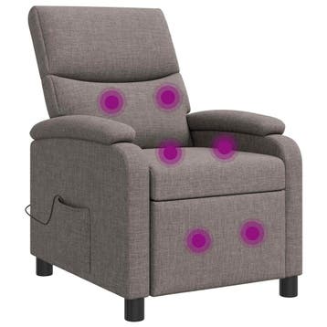 vidaXL Massage Relaxstoel Taupe Stof, Maison & Meubles, Fauteuils, Verzenden