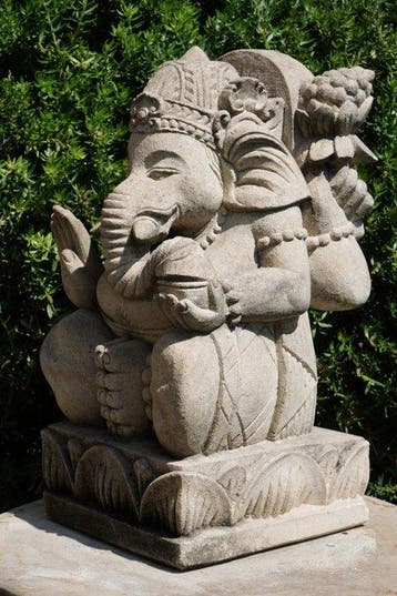 Beeld, Statua di Ganesh in Pietra antica – Bali – - 30 cm -
