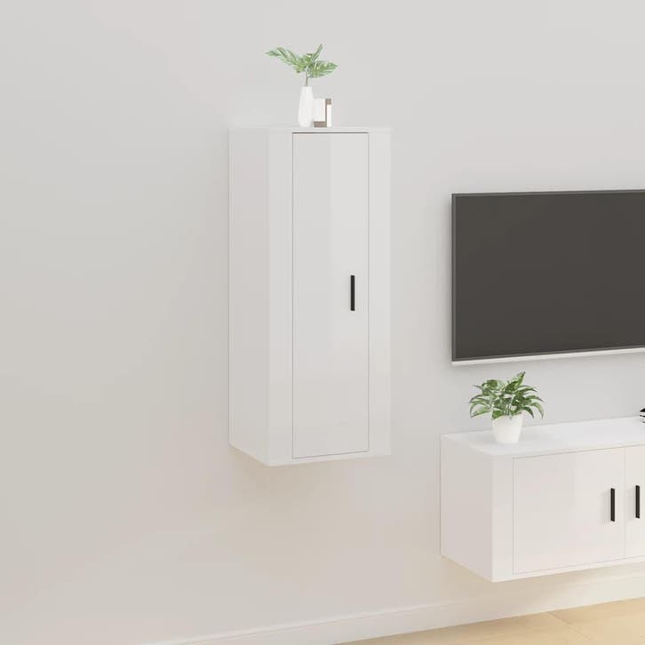 vidaXL Tv-wandmeubel 40x34,5x100 cm hoogglans wit, Huis en Inrichting, Kasten |Televisiemeubels, Nieuw, Verzenden