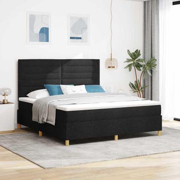 vidaXL LED Box Spring Bed met hoofdeinde Zwart 180 x 200 cm, Verzenden