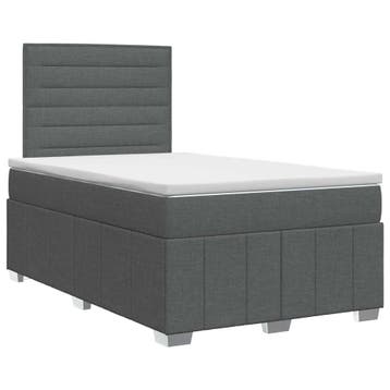 vidaXL Boxspringbed met matras Donkergrijs 120 x 190 cm Stof, Verzenden