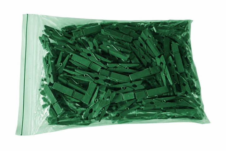 Set van 100 kleine wasknijpers van hout (35 mm, groen), Doe-het-zelf en Bouw, Gereedschap | Overige machines, Nieuw, Verzenden