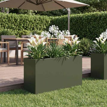 vidaXL Plantenbak Olijfgroen 80 x 40 x 50 cm Koudgewalst, Verzenden, Nieuw