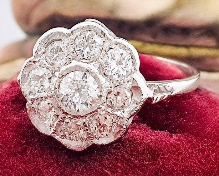 Ring Platina Diamant (Natuurlijk), Bijoux, Sacs & Beauté, Bagues