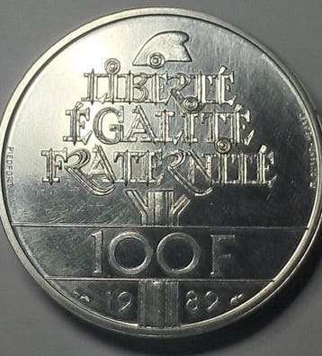 Frankrijk. 100 Francs 1989 Droits de lHomme. Silver, Postzegels en Munten