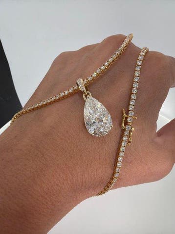 Halsketting - 14 karaat Geel goud - 20.18ct. tw. Diamant