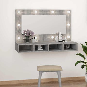 vidaXL Spiegelkast met LED-verlichting 90x31,5x62 cm grijs, Verzenden