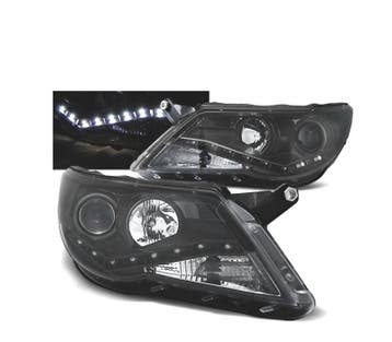 PHARES VOLKSWAGEN VW TIGUAN 07-11 DAYLIGHT LED FOND NOIR, Verzenden
