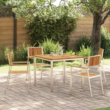 vidaXL Buiten Eettafel Set 5 st 90 x 90 x 75 cm, Jardin & Terrasse, Tables de jardin, Verzenden
