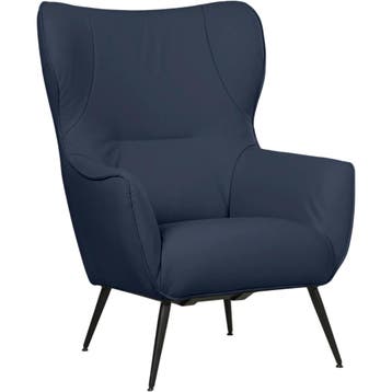 Leren fauteuil Flair - Toledo Kobalt (blauw), Eigentijds, Modern, Retro, Romantisch, Nieuw, Ophalen of Verzenden, 75 tot 100 cm