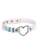 Choker Iridescent Zilver Iridescent Hartje Holografische Ket, Ophalen of Verzenden, Nieuw, Zilver