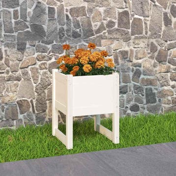 vidaXL Plantenbak 40x40x52,5 cm massief grenenhout wit, Verzenden