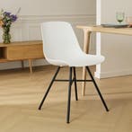 Noa-Pip Eetkamerstoel Wit - Kunststof - Zwart Onderstel, Huis en Inrichting, Kunststof, Verzenden, Nieuw, Eén