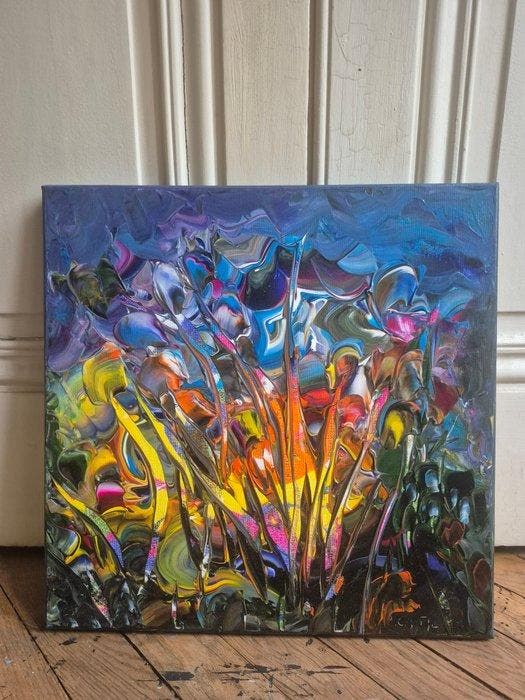 Bruno Cantais - Nocturne florale, Antiek en Kunst, Kunst | Schilderijen | Modern