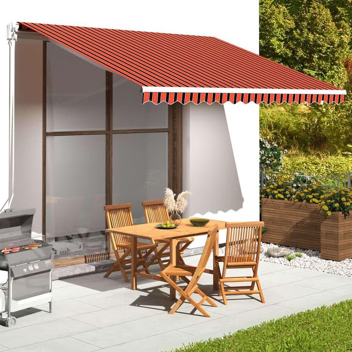 vidaXL Vervangingsdoek voor luifel 4x3,5 m polyester oranje, Jardin & Terrasse, Protection solaire, Envoi