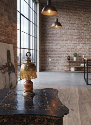 Tafellamp - Hout - Boudoir-lamp, Antiek en Kunst