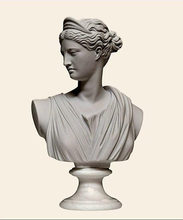 Beeld, Busto di Diana Cacciatrice Scultura in Marmo - 15 cm, Antiek en Kunst, Curiosa en Brocante
