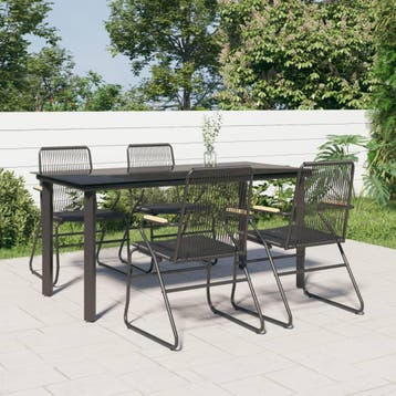 vidaXL 5-delige Tuinset PVC-rattan zwart, Verzenden, Nieuw, Tuinset
