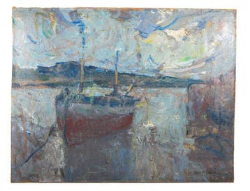 John Michaux (1876-1956) - Aangemeerde vissersboot